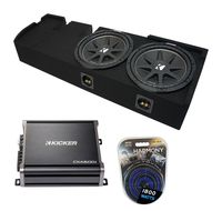 Compatible with 2001-2003 Ford F-150 Super Crew Truck Kicker Comp C10 Dual 10" Sub Box Enclosure & CXA600.1 Amp (Renewed)