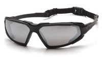 Pyramex Highlander Safety Eyewear, Silver Mirror Anti-Fog Lens With Black Frame
