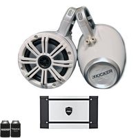 KICKER Marine Wake Tower System w/White 6.5 Speakers, Wet Sounds HT-4 400 Watt Marine Amp