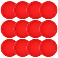 Coopay 12 Pieces Home Air Hockey Pucks 2.5 Inch Heavy Replacement Pucks for Game Tables Equipment Accessories, 13 Grams (Red)