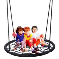 Super Deal XXL 48" Web Tree Swing Set - Largest Platform - 360°Rotate° - 71'' Adjustable Detachable Nylon Rope - Attaches to Trees or Swing Sets - for Multiple Kids or Adult (48'')
