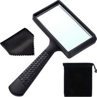 Blulu 5X Handheld Magnifier, 3.77 x 1.89 Inch Rectangular Magnifying Glass, Scratch Resistant Glass Lens for Seniors Reading, Hobbies, Repair, Observation