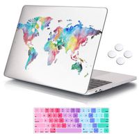 iCasso MacBook New Pro 13 Case 2017 and 2016 Release Hard Shell Cover for Newest MacBook Pro 13" Retina Model A1706/A1708 with/Without Touch Bar and Touch ID with Keyboard Cover-Clear Worldmap