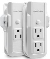 FosPower (2 Pack) 3-Outlet Mini Power Strip with 10inch Wraparound Extension Cord & 90 Degree Plug Adapter Wall Tap for Home Office & Travel (White)