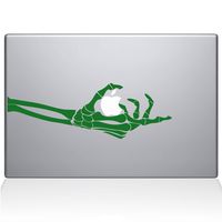 The Decal Guru Skeleton Hand Grabs MacBook Decal Vinyl Sticker - 13" MacBook Pro (2015 & Older) - Green (0221-MAC-13P-LG)