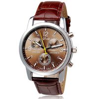 Men Watches,Shinericed New Luxury Fashion Crocodile Faux Leather Band Analog Watch Watches for Mens (Brown)