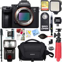 Sony a7III 24.2MP Full Frame Mirrorless Interchangeable Lens Camera Body + 64GB Memory Card & Flash a7III Accessory Bundle