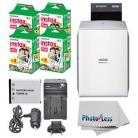 Fujifilm instax SHARE Smartphone Printer SP-2 (Silver) + Fujifilm Mini Twin Pack (80 Shots) + Travel Charger & Extra Battery + Cleaning Cloth + Filming Bundle - International Version (No Warranty)