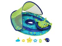 SwimWays Baby Spring Float Activity Center with Canopy - Inflatable Float for Children with Interactive Toys and UPF Sun Protection - Blue/Green Octopus