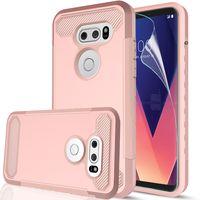 V30 Case, LG V30+ Case, LG V30 Plus Case with HD Screen Protector,AnoKe[Prism Series] Heavy Duty Dual Layer Protective Hybrid Armor Defender Case for LG V30/H930/VS996/H931/H932/US998 TQW Rose Gold