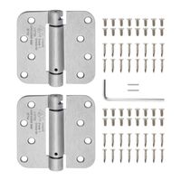 Nuk3y Commercial Grade Heavy Duty, UL Rated 4" x 4" Spring Hinge 5/8" Radius, 2 Pack (Satin Nickel V2)