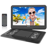 WONNIE 17.9'' Large Portable DVD/CD Player with 15.6 Swivel Screen, 1366x768 HD LCD TFT, GAMES/USB/SD Card Readers, Built-in Double Rechargeable Battery, Stereo Sound, Regions Free, AV Out & In