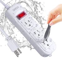 Outdoor Power Strip Weatherproof, Outdoor Extension Cord Waterproof 6 Foot Long Cord with 3 Outlets Electric Shock Proof for Cruise Ship Office Home Garden Kitchen - White