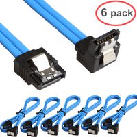 RELPER 6 Pack 90 Degree Right-Angle SATA III Cable 6.0 Gbps with Locking Latch 18Inch (6X 18in SATA Cable Right-Angle Blue)