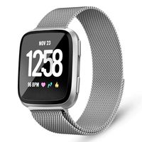 Mosonoi Compatiable with Fitbit Versa Bands, Adjustable Metal Bands Replacement Straps Fit for Fitbit Versa/Versa 2/Versa Lite/Versa Special Edition Women Men(Small, Silver)