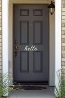 JS Artworks Hello Home Front Door Vinyl Decal Sticker (Beige)