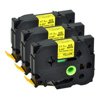 GREENCYCLE 3 Pack Heat-Shrink Tube Label Tape Compatible for Brother HSe-641 HSe641 HS641 HS-641 HS HSe 641 Black on Yellow 0.7 inches(17.7mm) for Label Maker PT-E300 PT-E500 PT-E550W PT-P750WVP