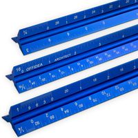 Offidea Architectural Scale Ruler 12 inch, Aluminum Architect Scale (Imperial), Triangular Scale, Scale Ruler for Blueprints, Architect Ruler, Drafting Ruler, Metal Scale Ruler, Architecture Ruler