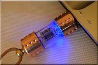 Handmade 64GB USB 3.0 BLUE Pentode Radio Tube USB Flash Drive with chain and stand. Steampunk/Industrial Style (Tags: Stick Thumb Pen Key Storage Memory. Retro Vintage Gadget for PC Smart TV)