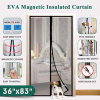 Insulated Door Curtain, IKSTAR EVA Magnetic Door for Exterior/Interior/Kitchen Doors, Keep Draft Air Out, Pets/Kids Walk Through Free, with Full Frame Loop&Hook, Hands Free Closure Size 36"x83"