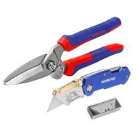 WORKPRO Utility Shear Quick-release Snip and Folding Utility Knife Combo with 10 Extra Standard Blades