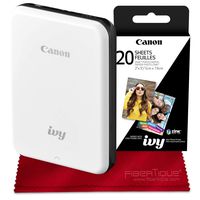 Canon Ivy Bluetooth Mini Mobile Photo Printer (Slate Gray) 2 x 3 Zink Photo Paper and Microfiber Cloth