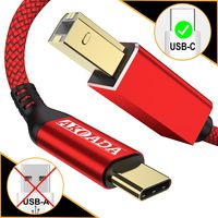 Printer Cable, AkoaDa USB C to USB B Male Scanner Cord Compatible with MacBook Pro, Google Chromebook Pixel,HP Canon Printers, 2018 MacBook Pro,MacBook Air and More Type-C Devices/Laptops(15ft Red)