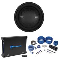 Polk Audio MM1042DVC 10" 1200w DVC Car Audio Subwoofer+Mono Amplifier+Amp Kit
