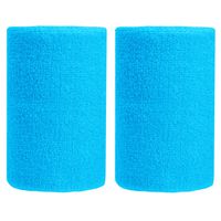 BBOLIVE 4' Inch Wrist Sweatband in 27 Different Neon Colors - Athletic Cotton Terry Cloth - Great for All Outdoor Activity(1 Pair) (Sky Blue)
