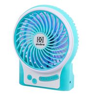 Dedeo Portable Fans Mini USB Cooling Fan Rechargeable Battery Desktop Fan Desk Fan with 3 Speed Motor and LED Light for Home Office Outdoor Travel Camping Car -Blue