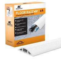 Simple Cord 4 FT White Floor Cord Cover - Protects Cables, Cords, or Wires - 3 Channel On Floor Raceway for Sidewalks or Walkways, in The Home or Office Doorways (White 4 ft)