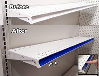 Decorative Gondola Shelving Pre Cut Vinyl Insert Strips 48" x 1.25" Shelf C-Channel, Blue, 10 Pack