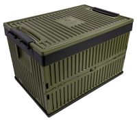 Fold-It Lotus USA Foldable Stackable Crate with Lid (60 Quart, Green)
