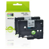 NineLeaf 2PK Black on White 9mm 0.35'' Label Tape Compatible for Brother TZeS221 Tze-S221 TZ-S221 TZS-221 P-Touch PT-D400 Label Maker