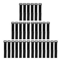 DROK Adhesive Fastening Cable Ties 30 Black Adjustable 20200mm Multipurpose Strips Rope with Plastic Buckle End for Home Office Depot