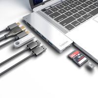 USB C Dock Adapter for MacBook Pro 2017 2018 2016 - Lapton Thunderbolt 3 Hub USB C Docking Station Type C Adapter with 4K HDMI Micro SD Card Reader USB 3 Ports for MacBook Pro 13" and 15" - Silver