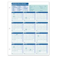 ComplyRight 2018 Attendance Calendar Card, White, Pack of 50
