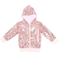 Cilucu Kids Jackets Girls Boys Sequin Zipper Coat Jacket for Toddler Birthday Christmas Clothes Hoodie Rose Gold 5-6years