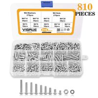 VIGRUE 810 Pcs M4 Screw Assortment Kit 304 Stainless Steel Machine Screws Phillips Pan Head Screws Bolts Nuts Lock Flat Washers with Storage Box
