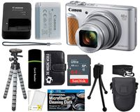 Canon PowerShot SX740 HS Digital Camera (Silver) with 20MP, 4K HD Video, 40x Optical + 40x Digital Zoom, Wi-Fi, Bluetooth and 3.0" Tilt LCD + 64GB Card + Reader + Case + Tripod + Accessories Bundle