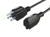 Pwr+ Short 1 Ft Extension Cord Cable Extender - 18AWG NEMA 5-15P to 5-15R Power Strip Liberator Air Blower, Electric Drill, Jig Saw Charger Outlet Saver