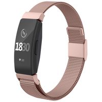 CCnutri Compatible with Fitbit Inspire HR Bands, Stainless Steel Loop Metal Mesh Bracelet for Fitbit Inspire and Ace 2 Replacement Wristbands for Women Men, Rosepink, Large