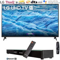 LG 55UM7300PUA 55" 4K HDR Smart LED IPS TV w/AI ThinQ (2019) + Soundbar Bundle Includes, Deco Gear Home Theater Surround Sound 31" Soundbar and 6ft Optical Toslink 5.0mm OD Audio Cable