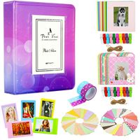 Borya Photo Album Accessories Bundles Set for Instax Mini Liplay/Fujifilm Instax Mini 9/Mini 8/Mini 90/Mini 25/Polaroid Snap PIC-300/HP Sprocke/Kodak Mini 3-Inch Film. (64 Pockets, Pink Galaxy)