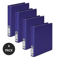 Wilson Jones 3 Ring Binder 1 Inch, Round Ring Binder, Basic, 368 Series, Dark Blue, 4 Pack (W70368-14NBLPP1)