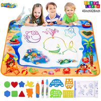 Hommate Water Doodle Mats Drawing Mat Multicolor Large Size 39.3 x 27.6 Inch Sea World Educational Learning Birthday Toys Gifts for 2 3 4 Years Old Girls Boys Tolddlers Kids (Multicolor)