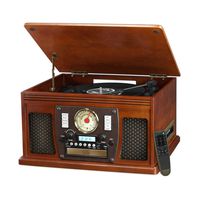 it.innovative technology Victrola Nostalgic Aviator Wood 8-in-1 Bluetooth Turntable Entertainment Center, Mahogany (Renewed)