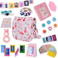 Tiessic 13 in 1 Instax Mini 9 Camera Accessories Bundles for FujiFilm Instax Mini 9 8 8+ Camera with Mini 9 Case/Album/Selfie Lens/Filters/Wall Hang Frames/Film Frames/Border Stickers ETC - Flamingo