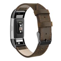 SWEES Leather Bands Compatible with Fitbit Charge 2, Genuine Leather Replacement Large (6.4" - 8.3") Wristband Women Men, Black, Coffee Brown, Blue, Retro Brown, Dark Brown