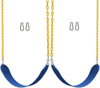 Jungle Gym Kingdom 2 Pack Swings Seats Heavy Duty 66" Chain Plastic Coated - Playground Swing Set Accessories Replacement Snap Hooks (Blue)